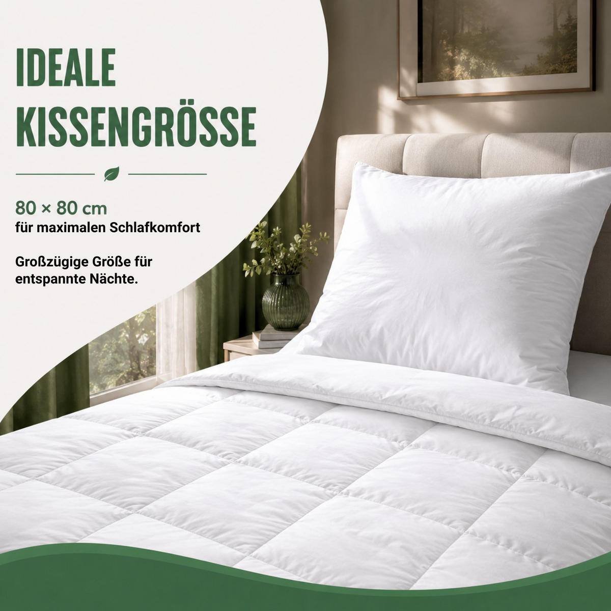 KOPFKISSEN Tierwohl Downpass Federn 80x80 cm - Weiß, Textil (80/80cm) - Bestlivings