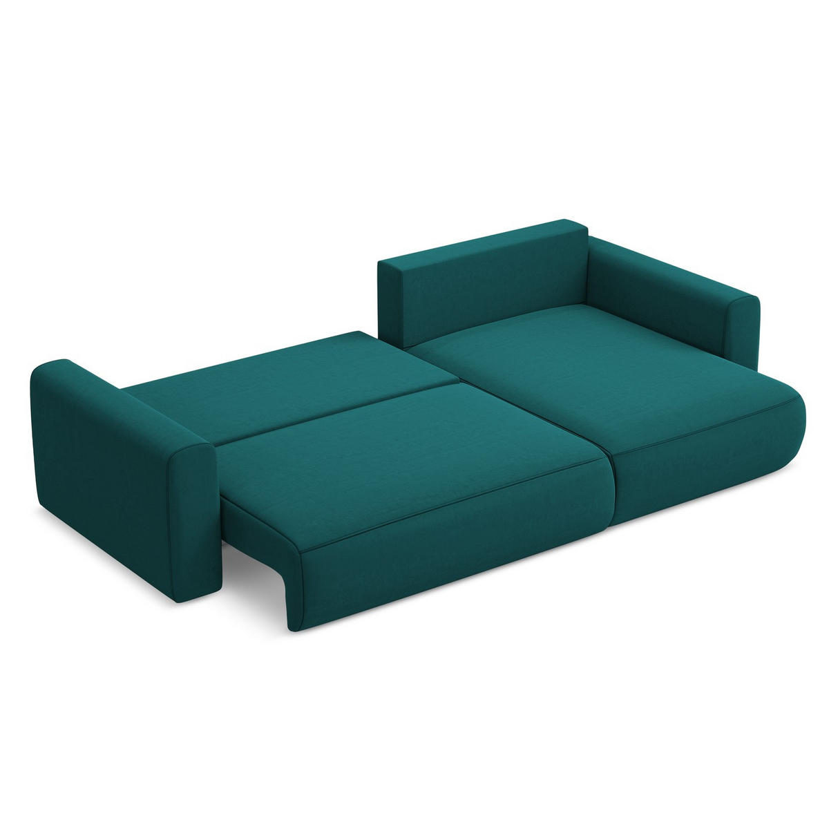 ECKSOFA mit Schlaffunktion Samt Stoff Blau - Blau/Petrol, Kunststoff/Textil (278/149cm) - LaMiaSofa