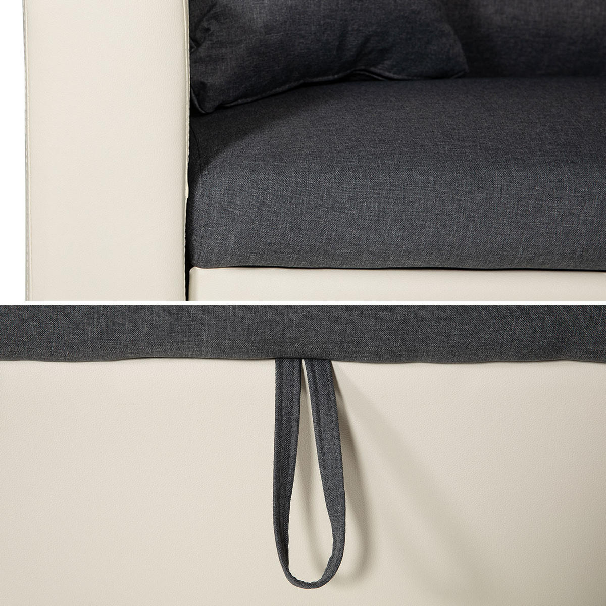 ECKSOFA CLARK Grau meliert und Weiß 3 Plätze - Weiß, Kunststoff (225/146cm) - Happy Garden