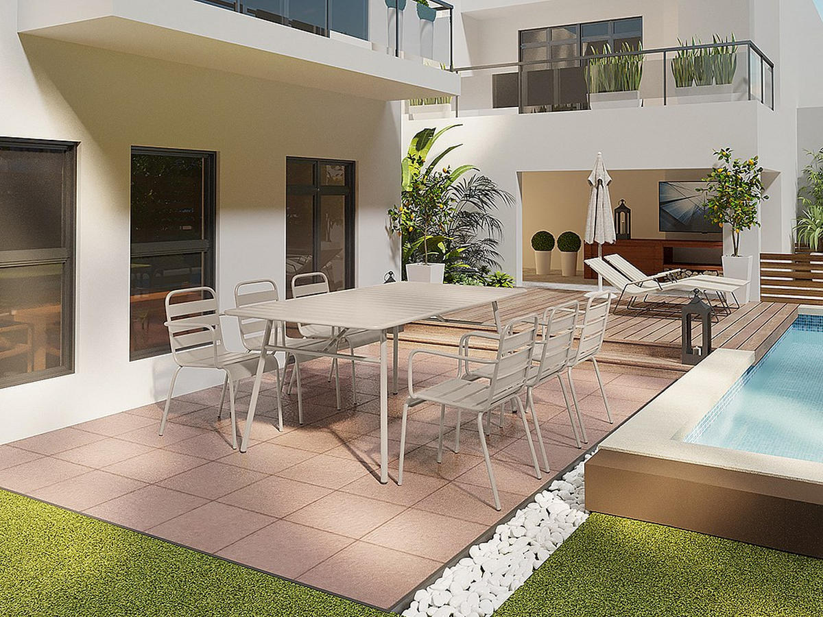 GARTENSTUHL 2 Stk. 56cm x 59cm - Stahl - beige - MIRMANDE - Beige, Metall (56/79/59cm) - Vente-Unique