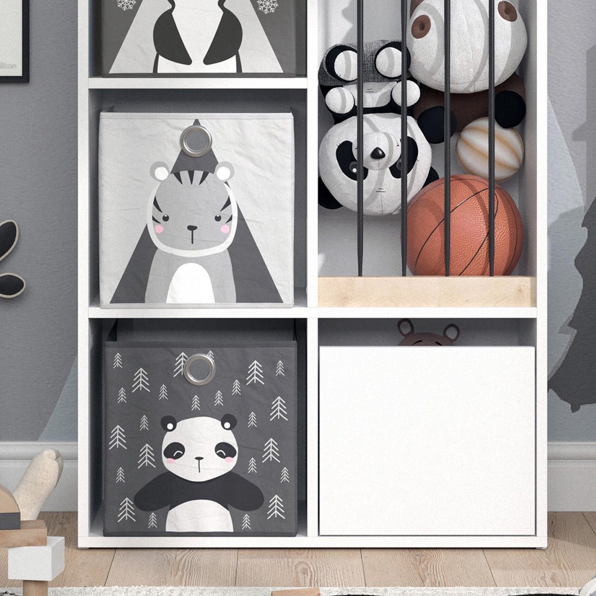 KINDERREGAL Luigi Weiß 72 x 107.8 cm mit 2 Faltboxen opt.5 - Weiß, Holzwerkstoff (29.2/107.8/72cm) - Vicco