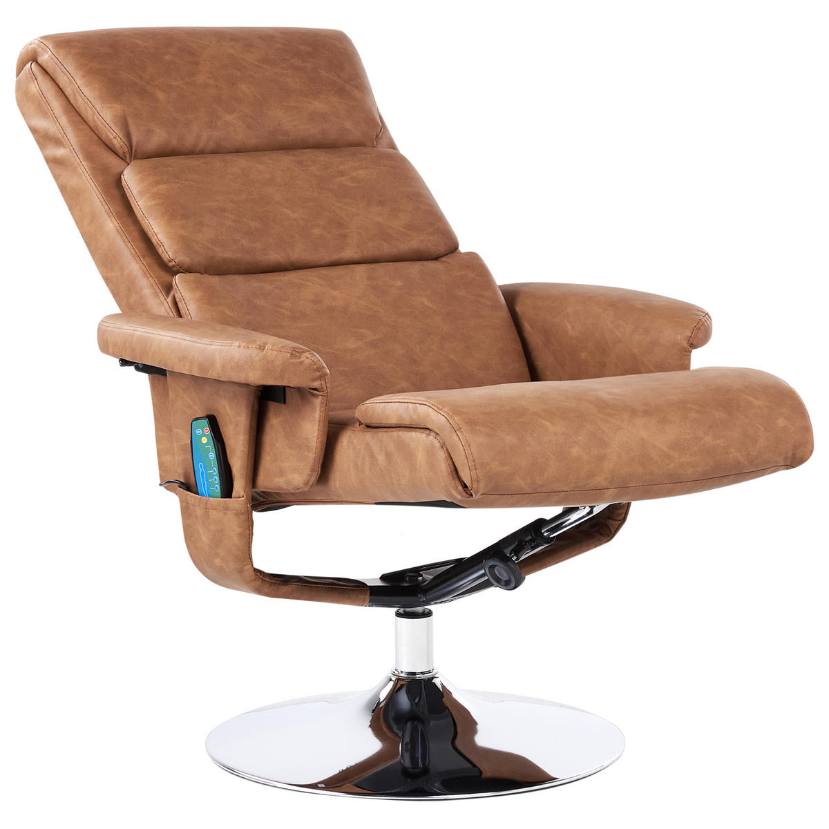 MASSAGESTUHL mit Fußstütze Kunstleder Braun Legend - Braun, Kunststoff (76/103/78cm) - Beliani