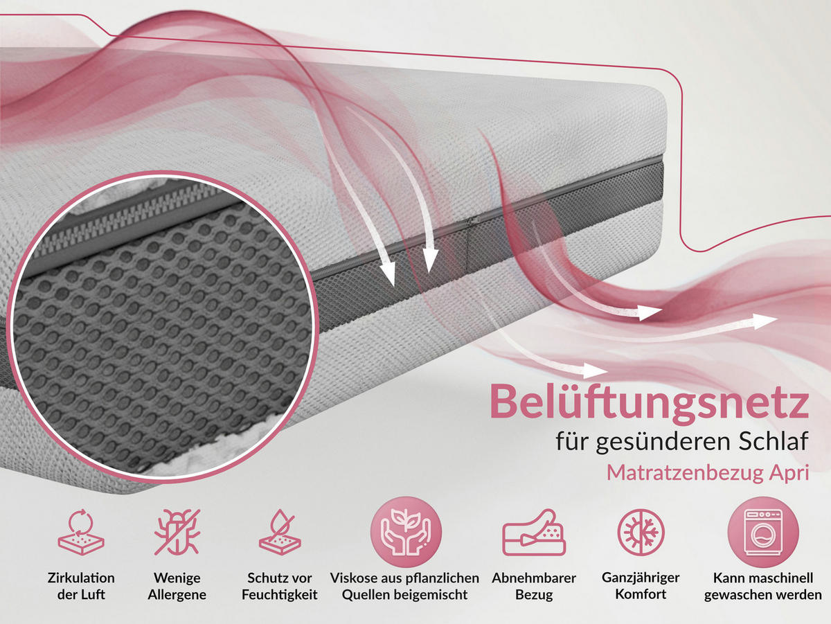 VISCOMATRATZE VELO - 200/200 - H2 - Apri - Hellgrau, Textil (200/200cm) - MKS