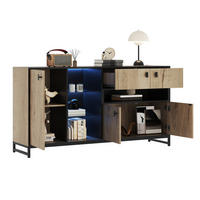 SIDEBOARD 160/40/84,5 cm mit LED-Beleuchtung, Glasregalen und verstellbarem Einlegeboden, Natur - Naturfarben, Holzwerkstoff (160/84.5/40cm) - Redom