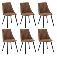 ESSZIMMERSTUHL 6er-Set in Wildlederoptik, Braun - Braun, Metall (52.5/83/49.5cm) - Meubles Cosy