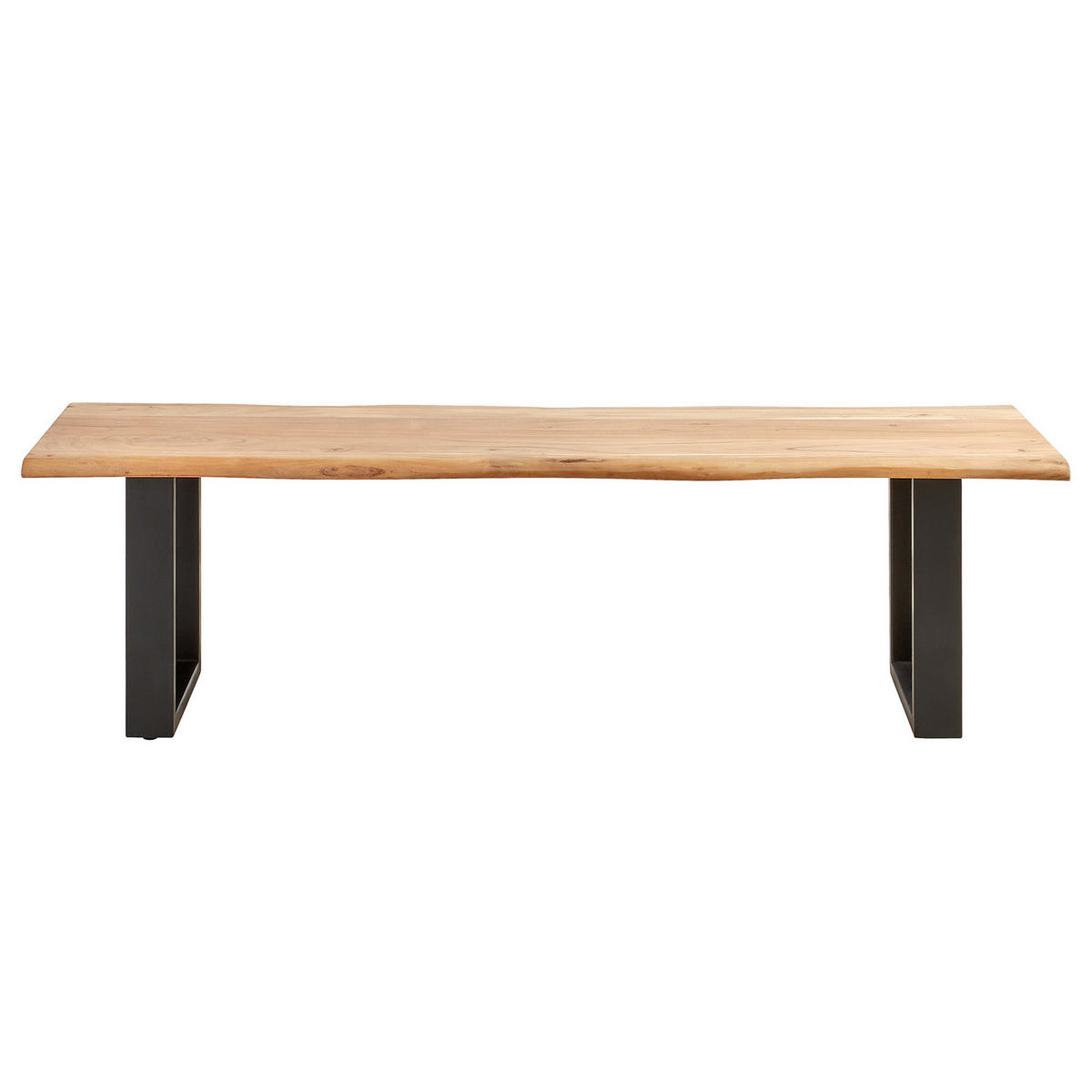 SITZBANK - Metall / Massivholz Akazie - Schwarz/Akaziefarben, Holz/Metall (140/45/45cm) - home24