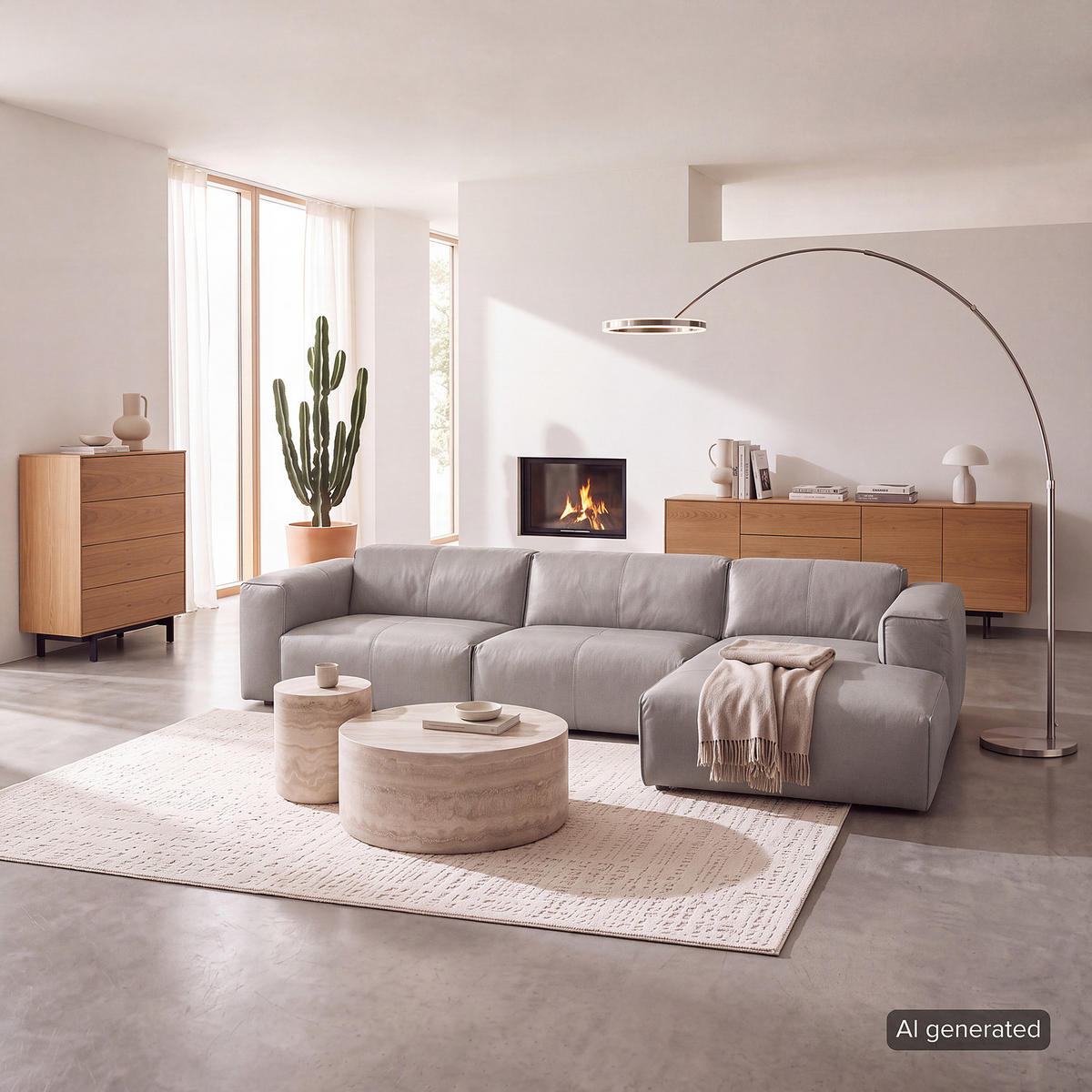 3-SITZER ECKSOFA mit Longchair - Hellgrau/Schwarz, Leder/Kunststoff (317/173cm) - home24