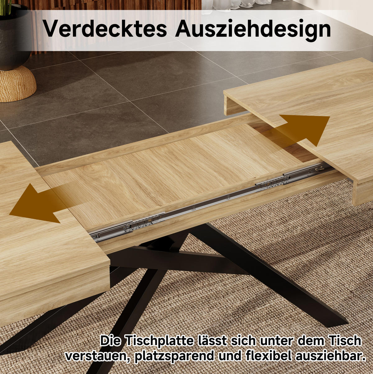 JEDÁLENSKÝ stôl 140/180/80 cm dubová farba, rozkladací, MDF - farba duba, kompozitné drevo (180/80/76cm) - BEAOK