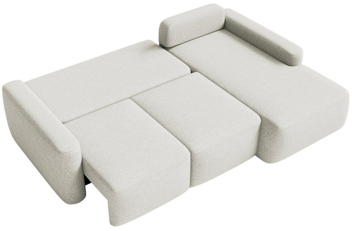 ECKSOFA Carnos Mini Creme Chenille - Creme/Schwarz, Kunststoff/Textil (164/238cm) - Selsey
