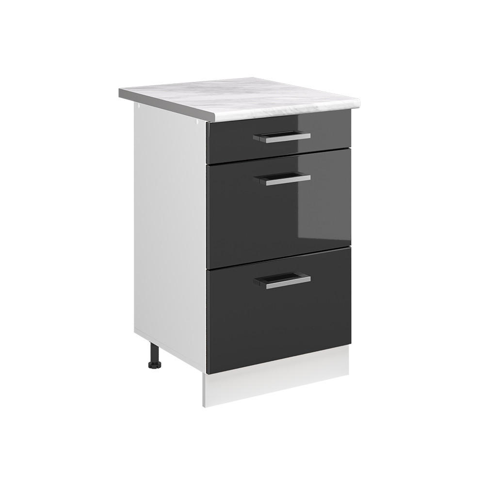 KÖKSUNDERSKÅP R-Line, Antracit högblank/Vit, 50 cm Marmuras stalviršis Svart högglans, Vit 81.6/50/60 cm