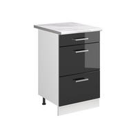 DULAP DE BAZĂ DE BUCĂTĂRIE R-Line, Antracit lucios ridicat/Alb, 50 cm стільниця Мармур - alb/negru cu luciu intens, compozit lemnos (50/81.6/60cm) - Vicco