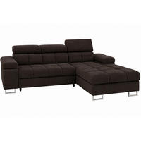 ECKSOFA COMODO Rechts mit Schlaffunktion & Bettkasten Schokobraun - Dunkelbraun, Textil (271/203cm) - KS Home Concept
