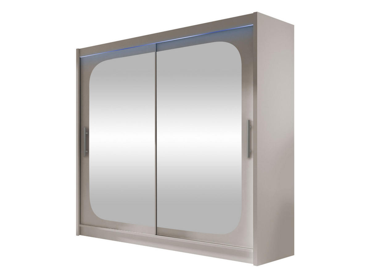KLEIDERSCHRANK London VIII, mit RGB LED Beleuchtung - Kaschmir/Silberfarben, Holzwerkstoff/Kunststoff (180/215/58cm) - MIRJAN24