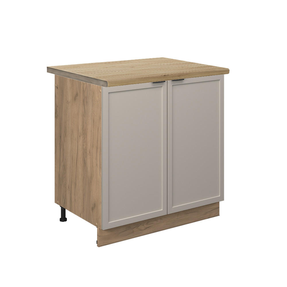 SPÜLENUNTERSCHRANK Fame-Line GrauBeige 80 cm, AP Eiche - Honigeiche/Eiche Wotan, Holzwerkstoff (80/82/60cm) - Vicco