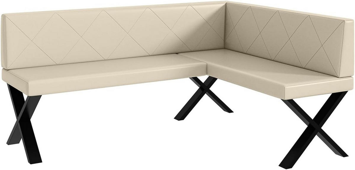 ECKBANK ERIC_X - Creme, Leder (128/168cm) - Meblini