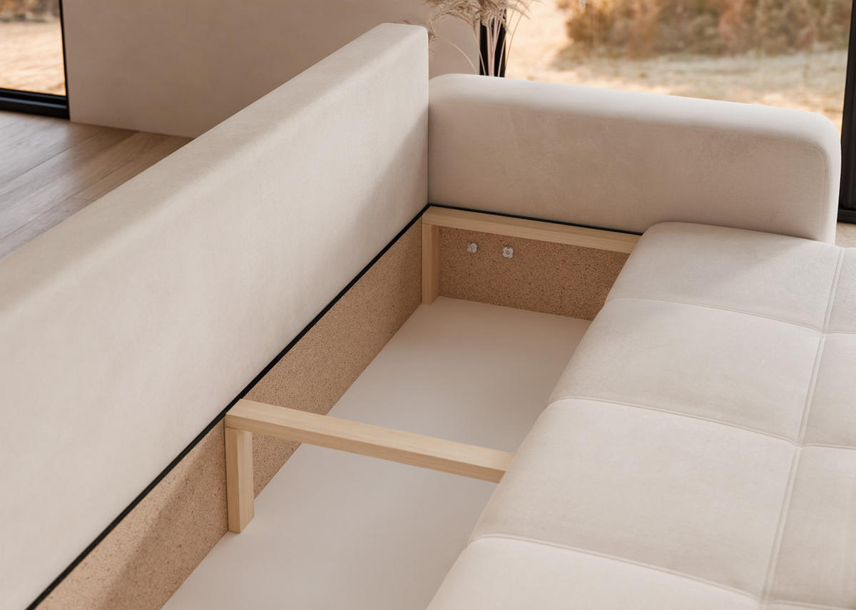 SCHLAFSOFA PEDRO mit Bettkasten Creme - Creme, Holzwerkstoff/Kunststoff (244/79/93cm) - Idohome