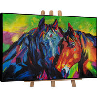 GEMÄLDE Vielfarbige Mähnen Schattenfugenrahmen Schwarz 140x100 cm - Schwarz, Holz (140/100cm) - YS-art gallery