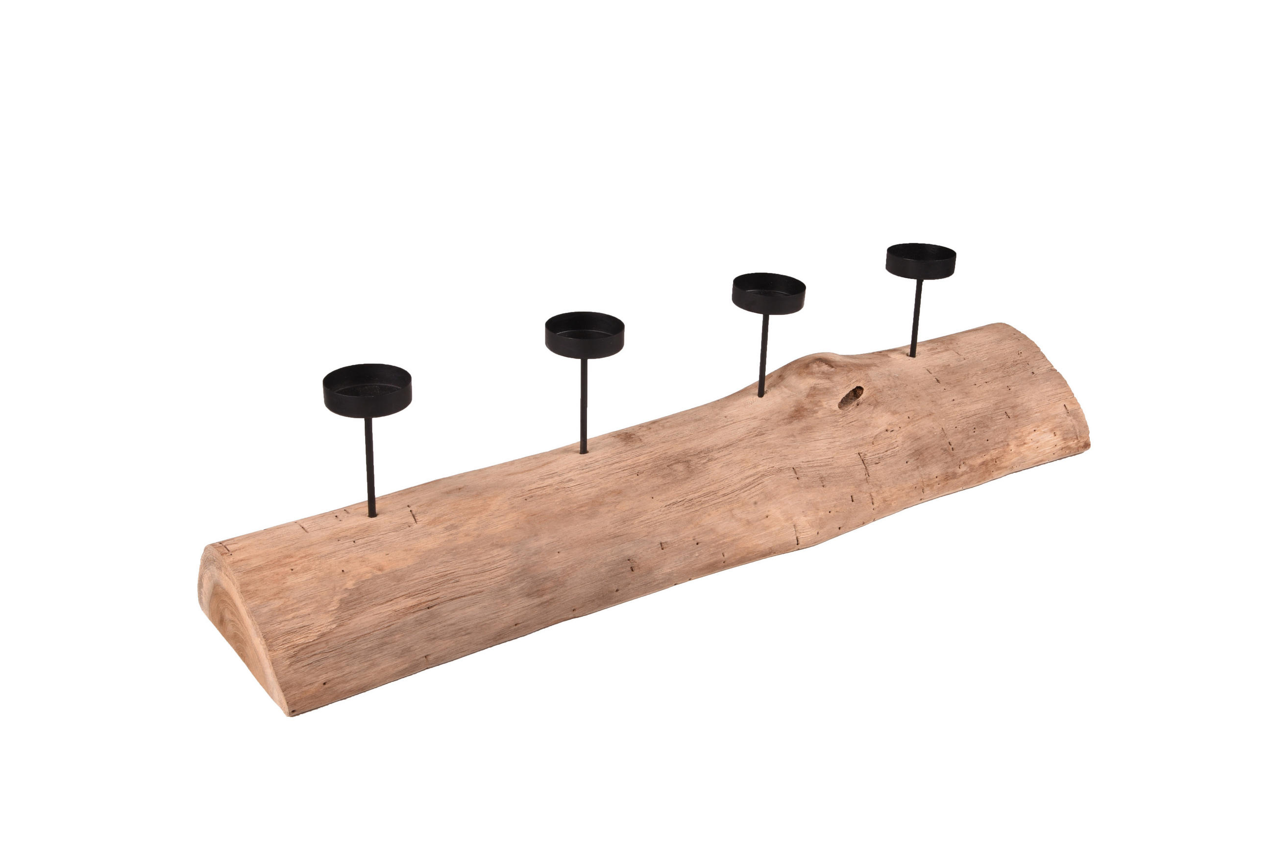 KERZENHALTER Leon Teak Natur 17x16x70cm - Hellbraun, Holz (16/17/70cm) - DELUKE
