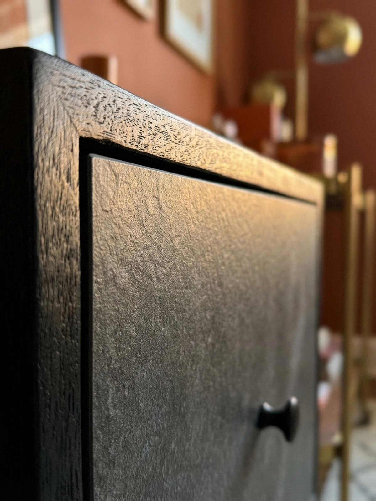 NACHTTISCH Massivholz Steinoptik 3 Schubladen Metallgestell, Schwarz 40x30x60 cm - Schwarz, Holz/Metall (40/60/30cm) - KADIMA DESIGN