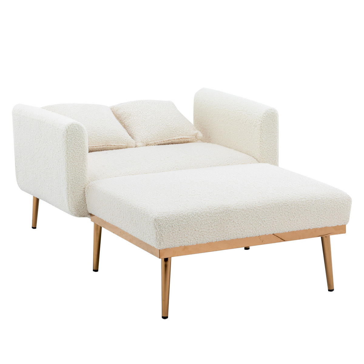 SCHLAFSOFA Zweisitzer,Relaxsessel mit Schlaffunktion,ausziehbar,Teddy,Weiß - Weiß, Textil (90/77/165cm) - LVHOM