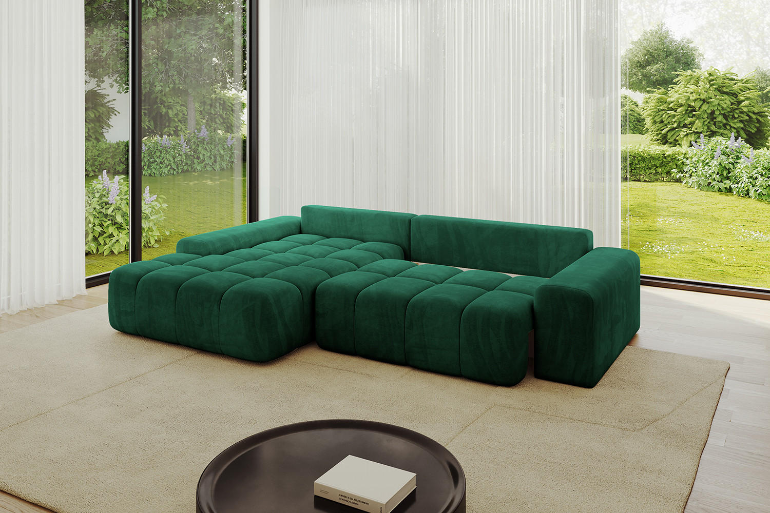 Altdecor Ecksofa Dunkelgrün 267x164 cm