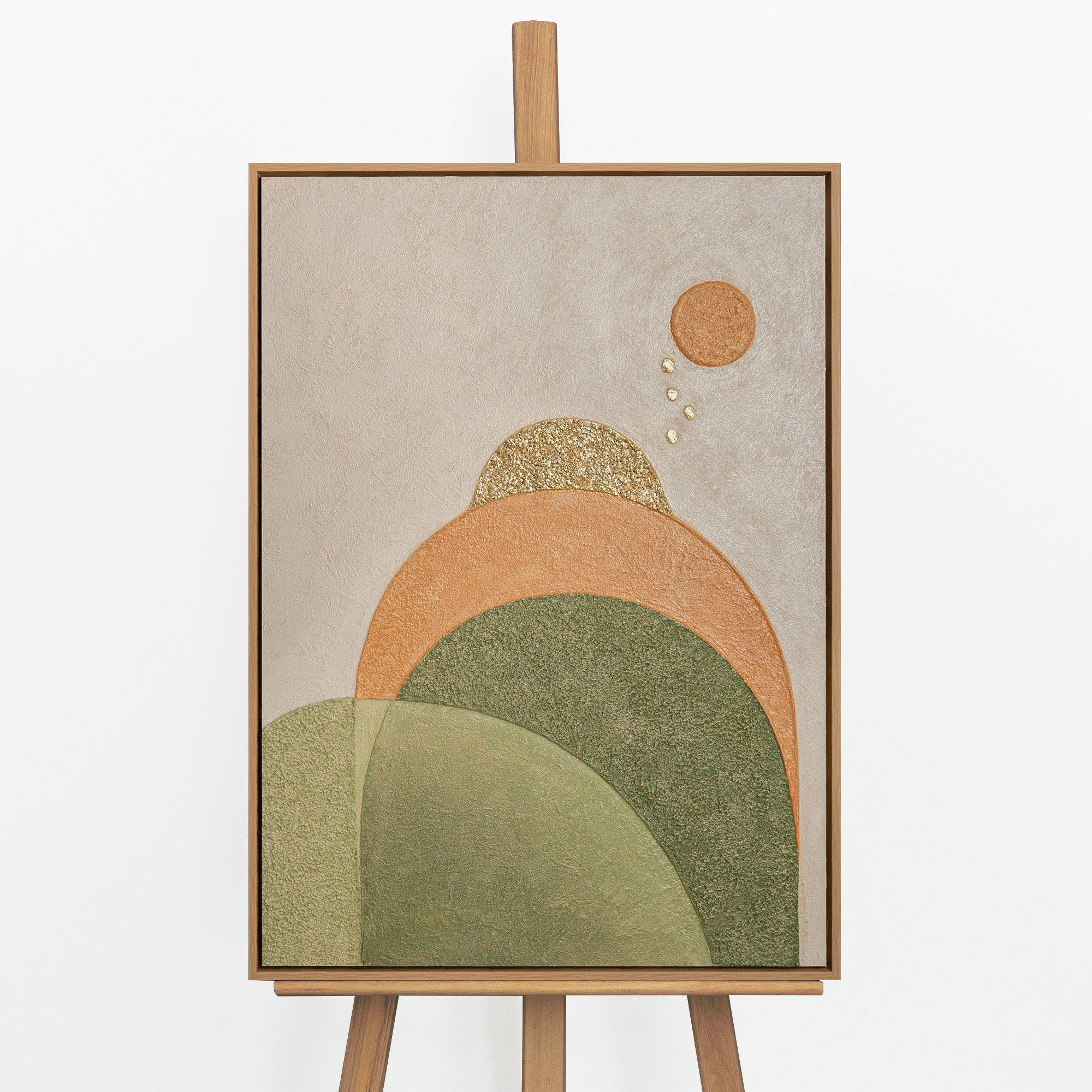 GEMÄLDE Stille Sphäre Schattenfugenrahmen Eichefarben 70x50 cm - Eichefarben, Holz (70/50cm) - YS-art gallery