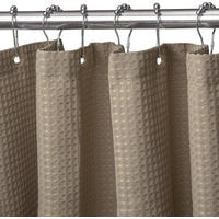 DUSCHVORHANG Khaki Waffelstruktur mit Ringen schimmelresistent - Braun, Textil (200/0.5cm) - MCBOSON