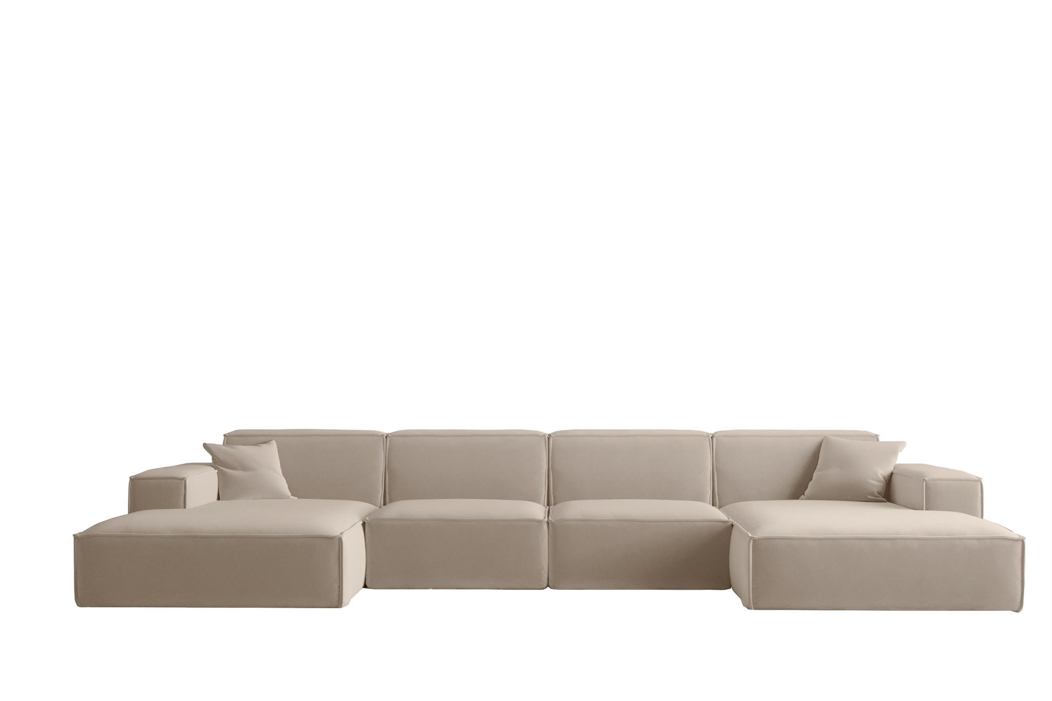 WOHNLANDSCHAFT Celes Premium Opera - Sandfarben, Holzwerkstoff/Textil (379/73/165cm) - Fun Möbel