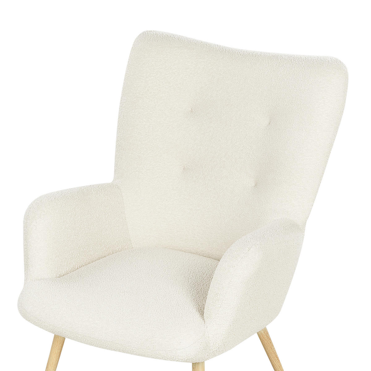 SESSEL Bouclé cremeweiß mit Hocker Vejle - Hellbraun/Weiß, Textil (67/95/52cm) - Beliani