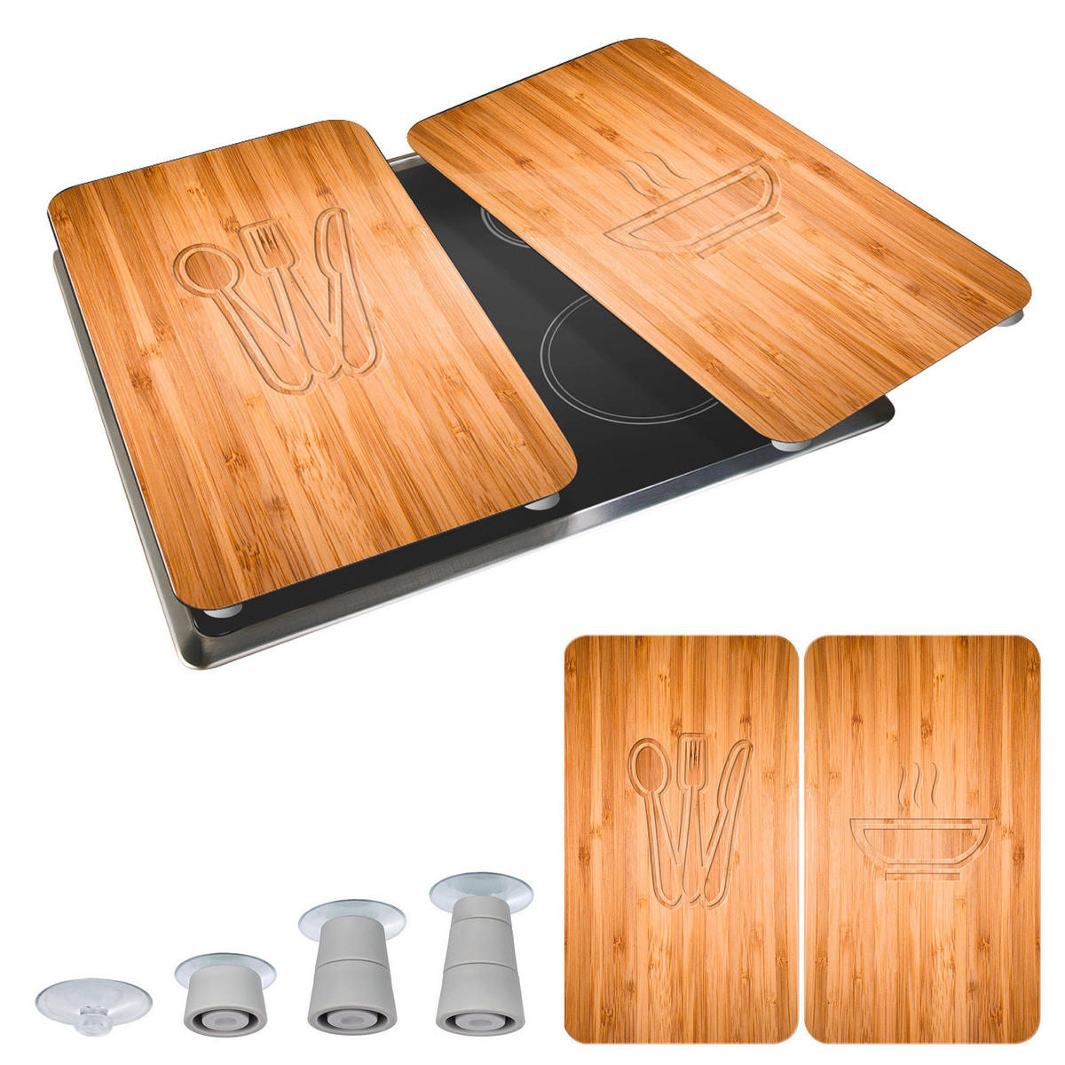 HERDABDECKPLATTEN aus Glas Lunch 52/30 cm - Braun, Glas (30/52cm) - Wenko