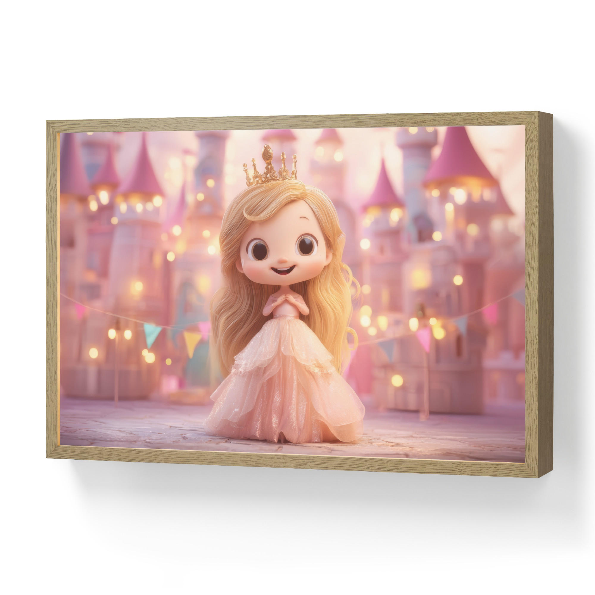 OnlyWow NÁSTENNÉ SVIETIDLO Princezná - ružová - hrad 60x40 cm