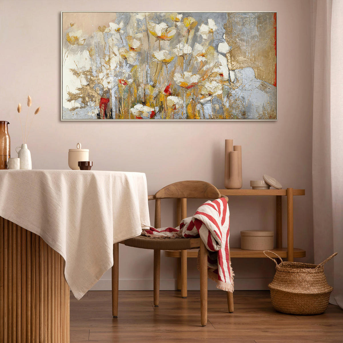 GEMÄLDE Frühlingsduft Schattenfugenrahmen Gold 200x100 cm - Goldfarben, Holz (200/100cm) - YS-art gallery