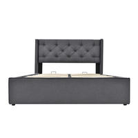 POLSTERBETT 160/200 cm grau mit Stauraum und Lattenrost - Grau, Textil (160/200cm) - OKWISH
