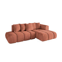 ECKSOFA Ottomane Rechts CLOUD-L-v1 289x180x40 Apricot Velours - Koralle, Holzwerkstoff/Kunststoff (289/180cm) - ALTDECOR