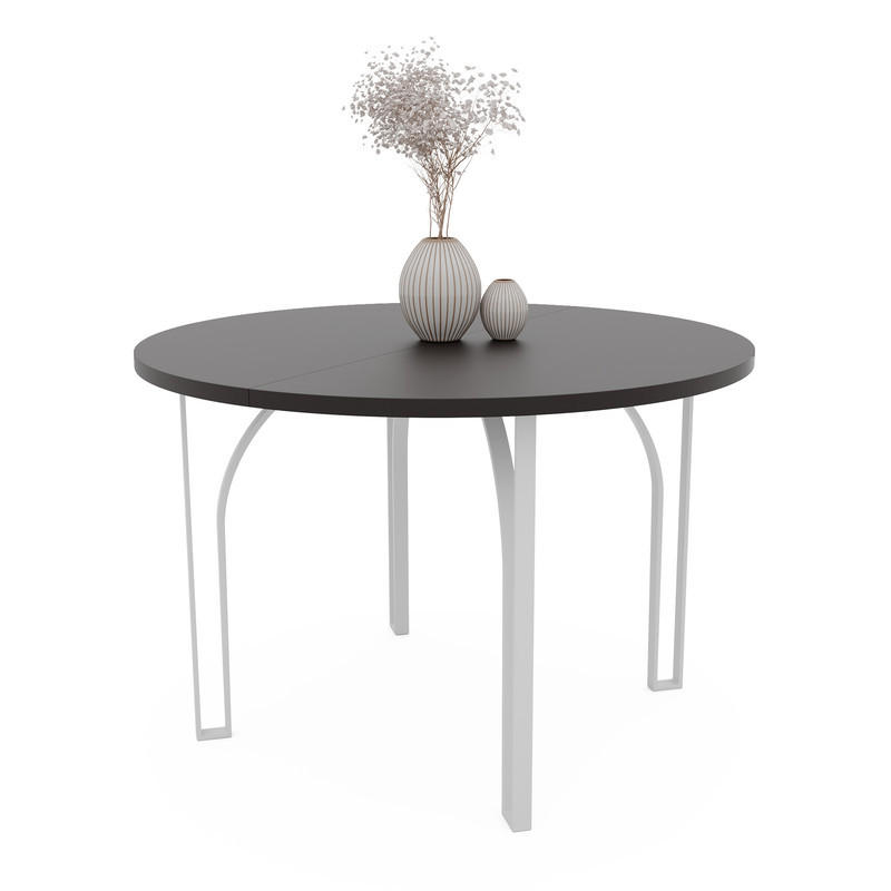 AUSZIEHTISCH ASTRO 100/76 cm, Weiß / Schwarz - Schwarz/Weiß, Holzwerkstoff/Metall (100/100/76cm) - Idohome