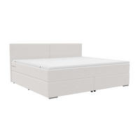FAMILIENBETT BOXSPRINGBETT Webstoff Weiß 220/200 cm - Chromfarben/Weiß, Kunststoff/Textil (220/200cm) - 99rooms