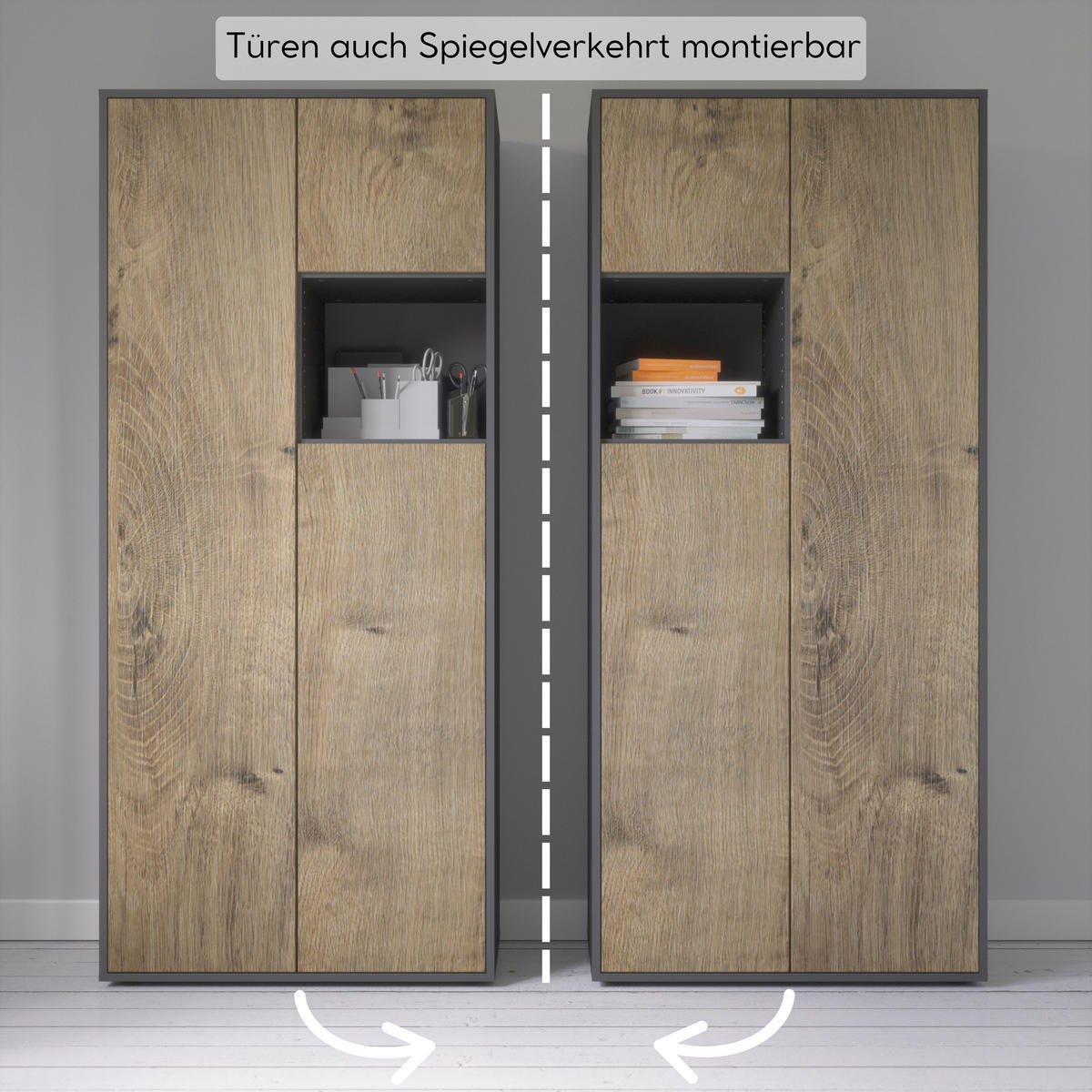 AKTENSCHRANK Amira T10 Eiche Ribbeck 180/80/40 cm - Alteiche, Holzwerkstoff (80/180/40cm) - SIMPLYFURN