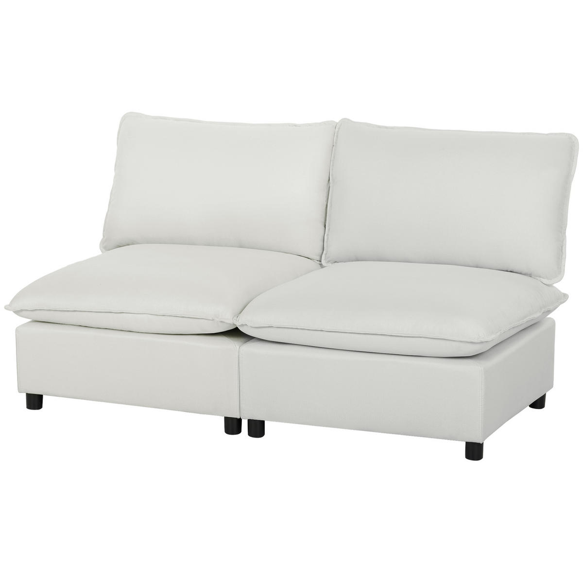 2-SITZER-SOFA DE-06595 mit Kunstleder & dicken Kissen Grau - Grau, Holz/Textil (146/78/85cm) - ComfortXL