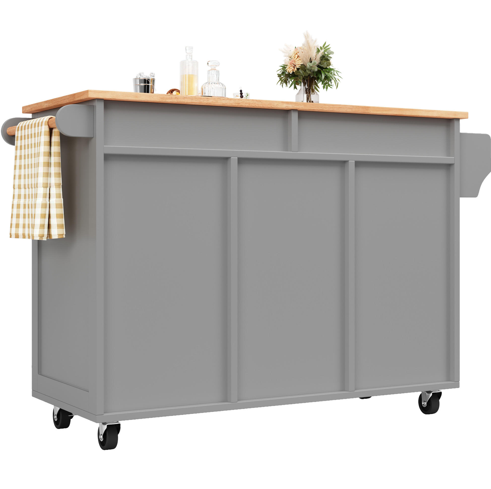 KÜCHENINSEL 102/92/45 cm Grau aus MDF und Metall mit Stauraum - Grau, Holzwerkstoff (45/92/102cm) - OKMYHOME