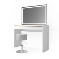 SCHMINKTISCH Emma Weiß 120 cm mit LED-Spiegel und Hocker - Weiß, Holzwerkstoff (120/83/41.8cm) - Vicco