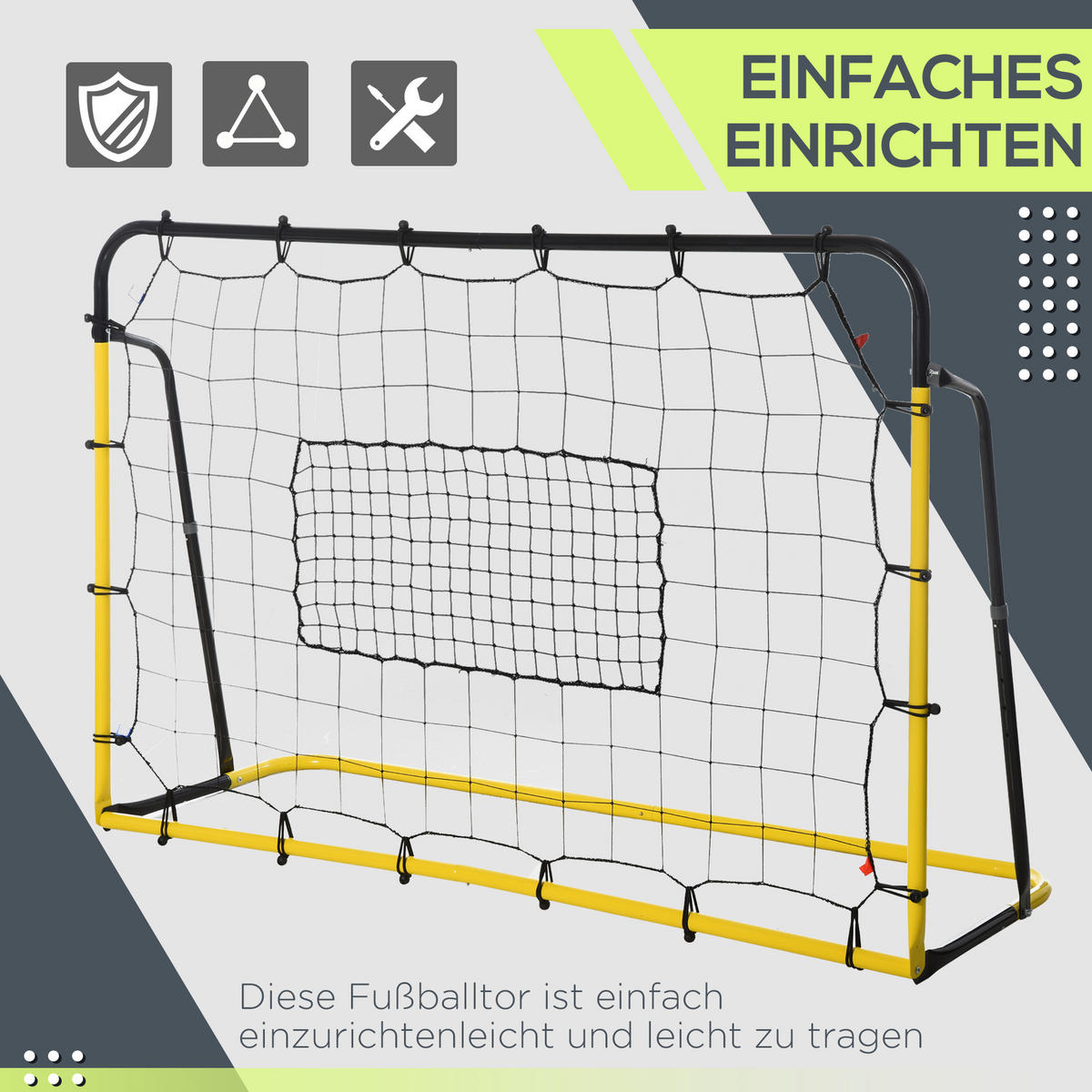 FUSSBALLTOR, Stahl, Gelb/Schwarz, 184 x 63 x 123 cm - Gelb/Schwarz, Metall (63/184cm) - HOMCOM