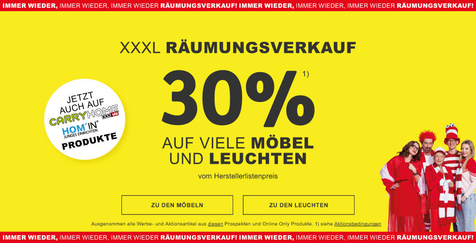 30% auf viele Moebel und Leuchten vom Herstellerlistenpreis Jetzt auch auf Carryhome und HOM'IN Produkte