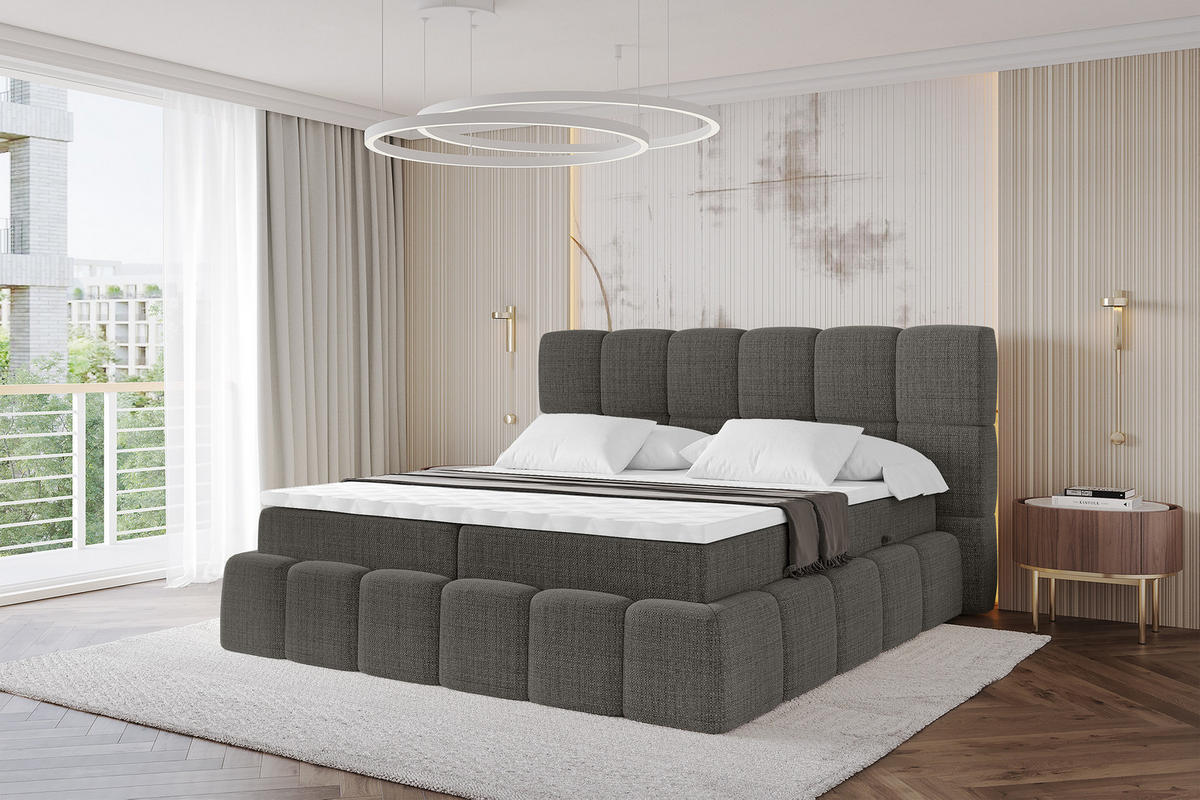 BOXBETT - AURI-H3 - 200x200 Grau Aragon - Graubraun, Holzwerkstoff (200/200cm) - ALTDECOR