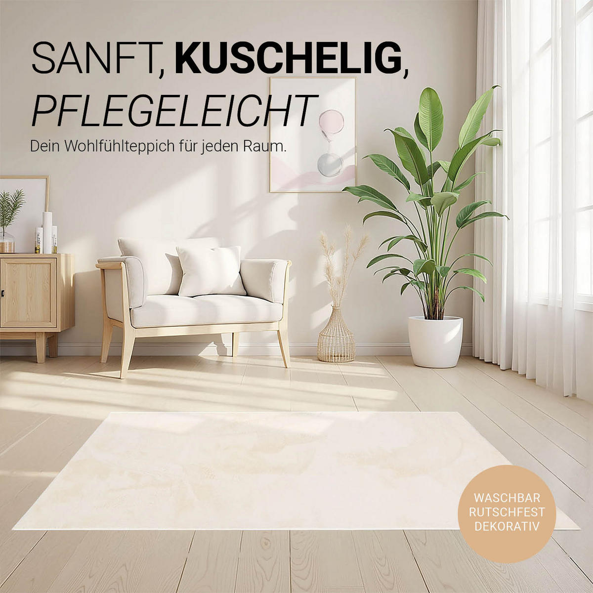 TEPPICH in Beige 160/230 cm waschbar - Beige, Textil (160/230cm) - Homestyle4u
