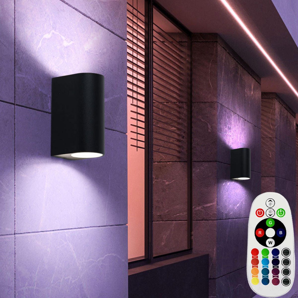 LED AUSSEN-WANDLEUCHTE Aluminium Schwarz 2er Set - Schwarz, Metall (6.8/15/9.2cm)