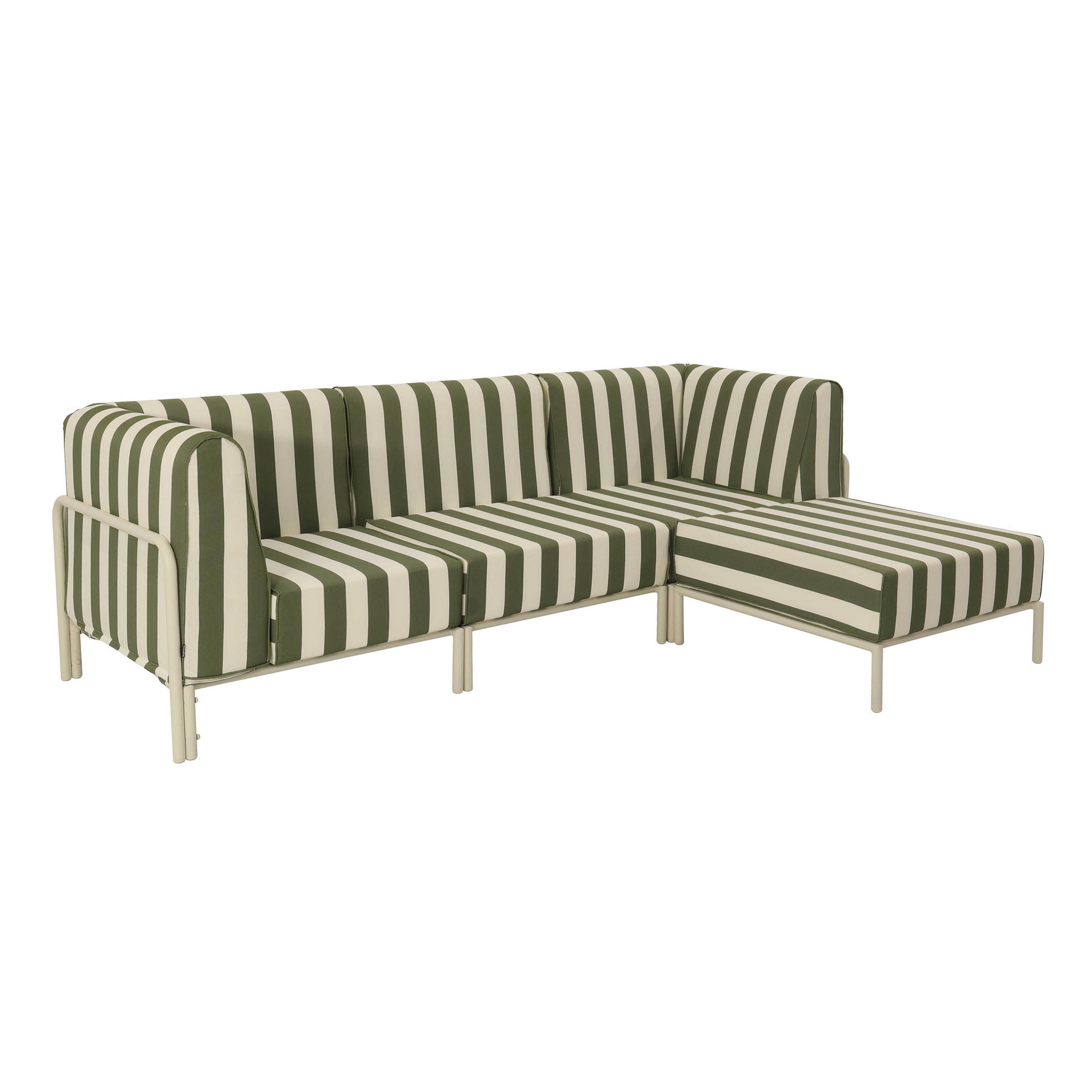 GARTENSOFA mit 4 Sitzplätzen, Khakigrün - Grün, Textil - Oviala