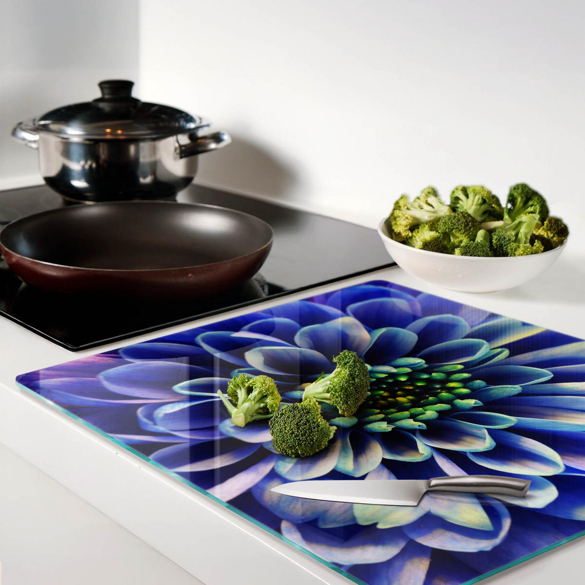 GLASPLATTE 60x52 cm Aster - Blau, Glas (60/0.4/52cm) - TULUP