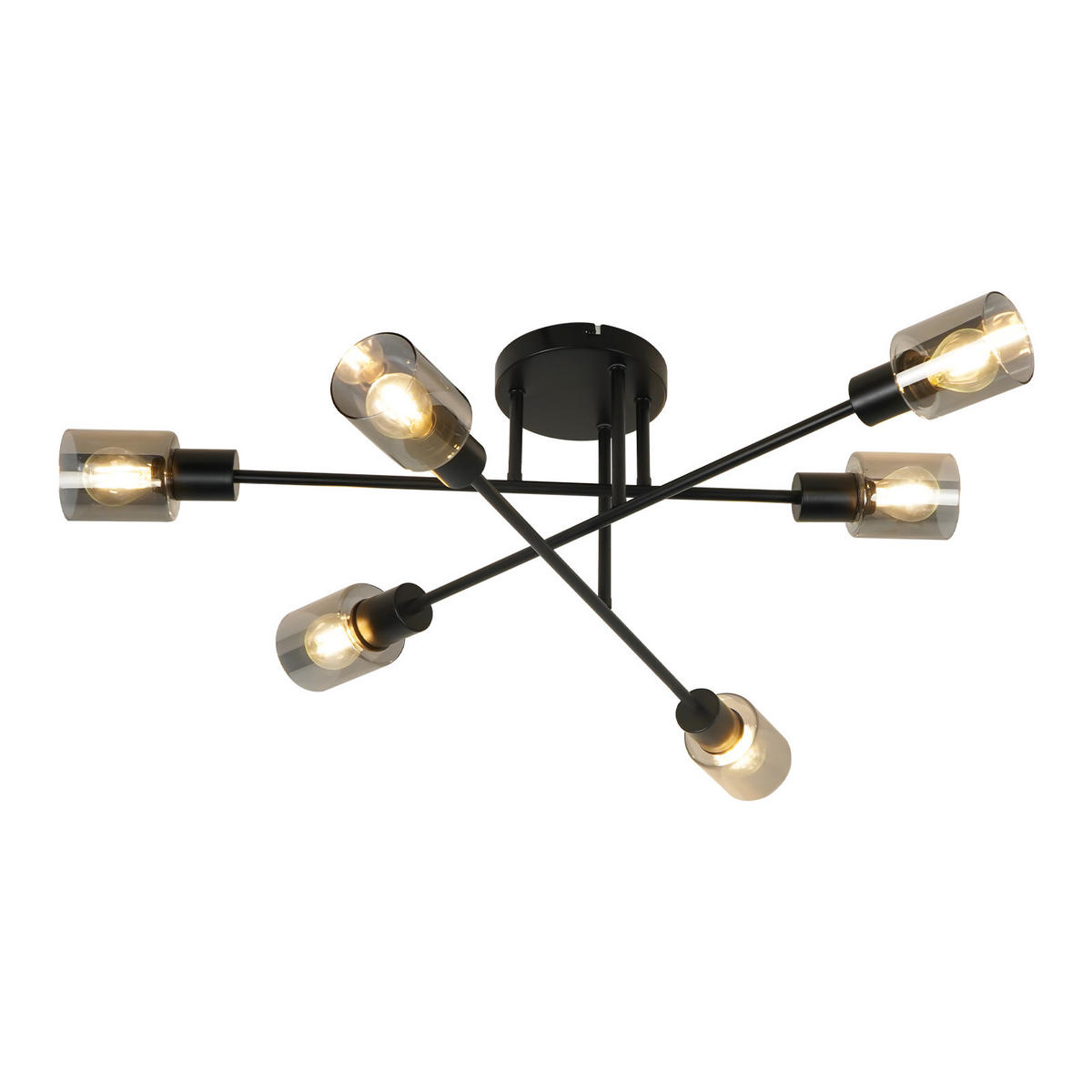 DECKENSTRAHLER Kerzia 24.5/15/74.2 cm - Schwarz, Metall (74.2/24.5/15cm) - ZMH