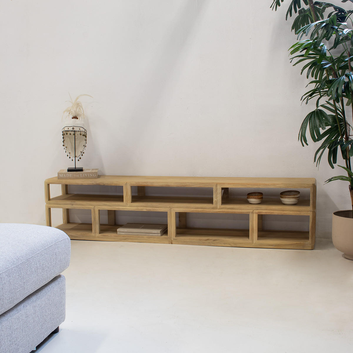 TV-SCHRANK aus Mangoholz 200x35x45cm, natur - Braun, Holz (200/45/35cm) - Giga Meubel