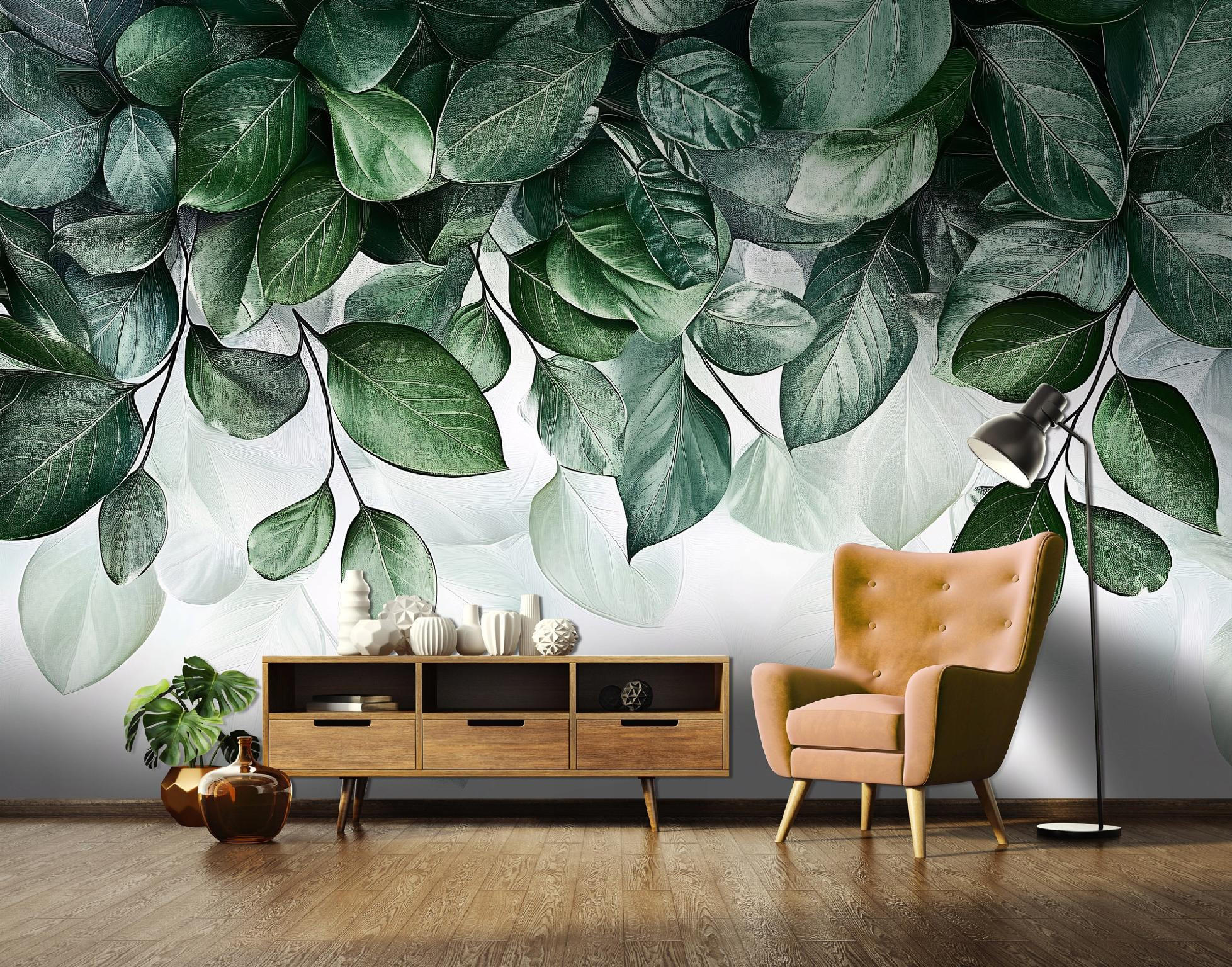 FOTOTAPETE Blätter Natur Grün Wohnzimmer Vlies Tapete 300x210 - Multicolor, Papier (300/210cm) - Wallarena